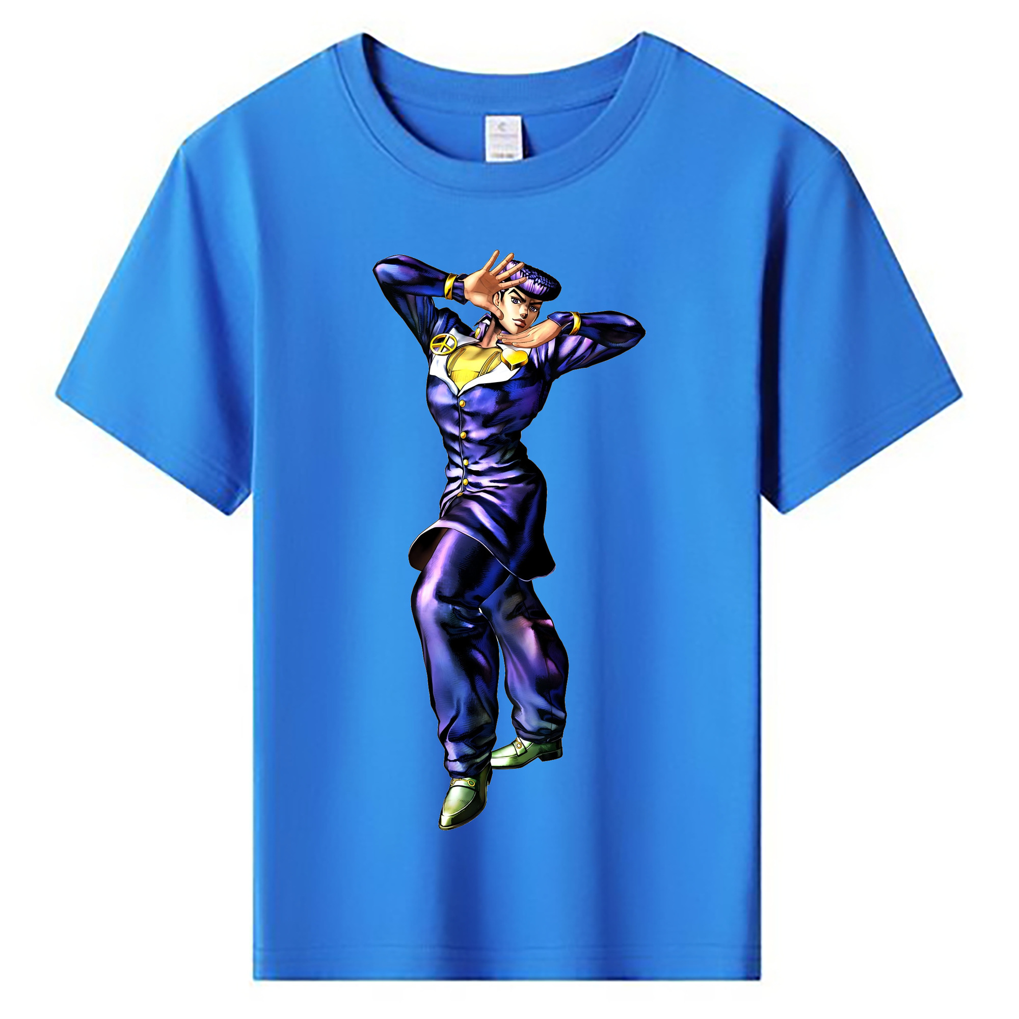 （画像用） ジョジョの奇妙な冒険 ひがしかた じょうすけ JoJo's Bizarre Adventure Higashikata Josuke 綿100％キッズTシャツ（フロントプリント）